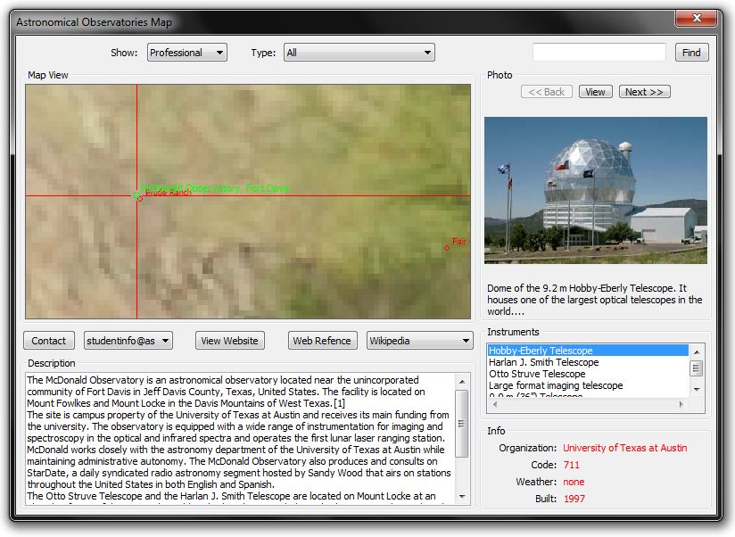 Astronomical Observatories - interactive map