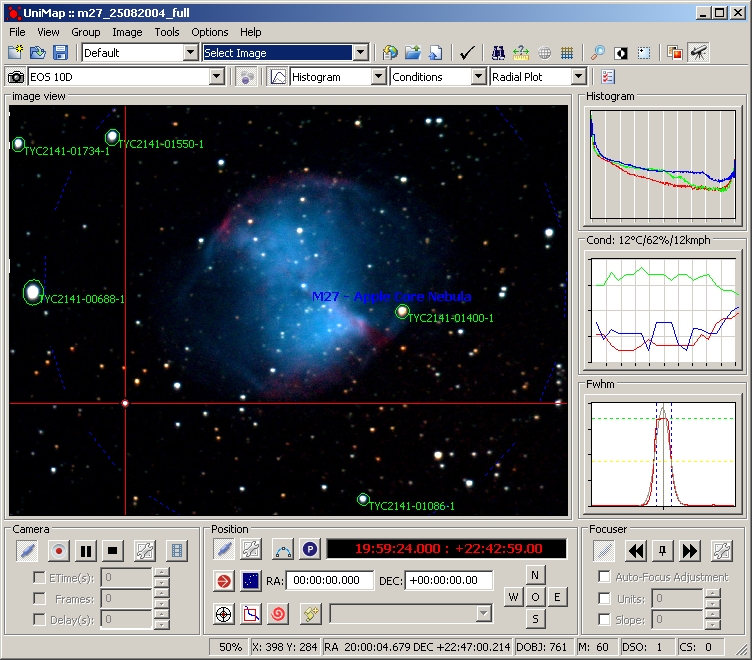 Integrated telescope and camera control - Instruments Screen with thumbnails