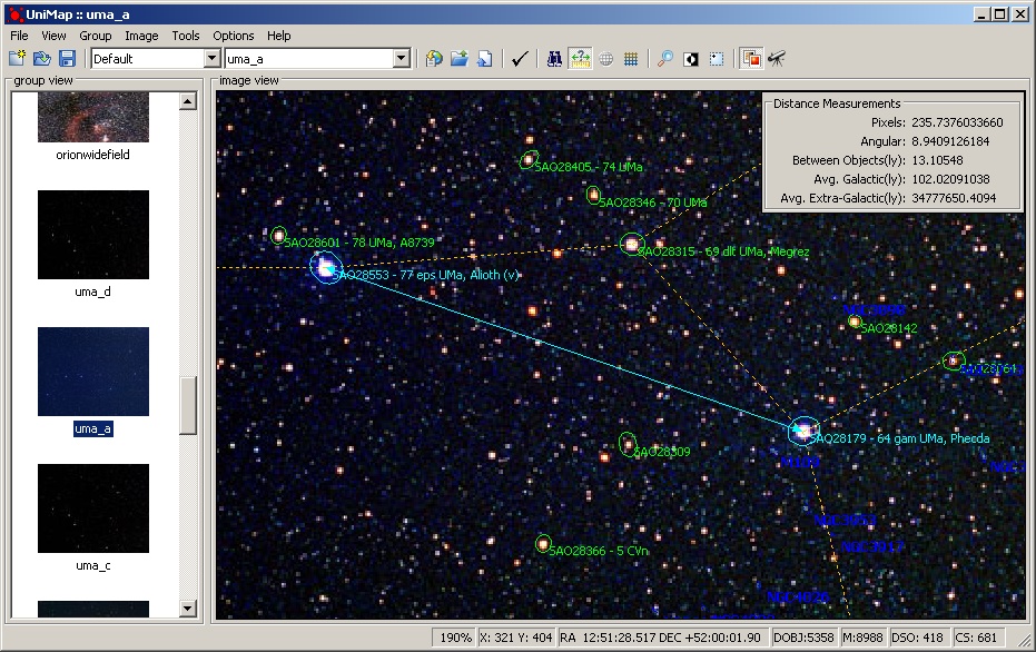 Astronomical distances measurement tool